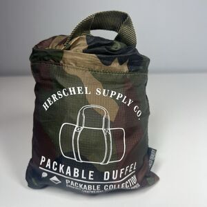 Herschel Supply Co Packable Duffle Bag Green Camo Camouflage Lightweight Ripstop
